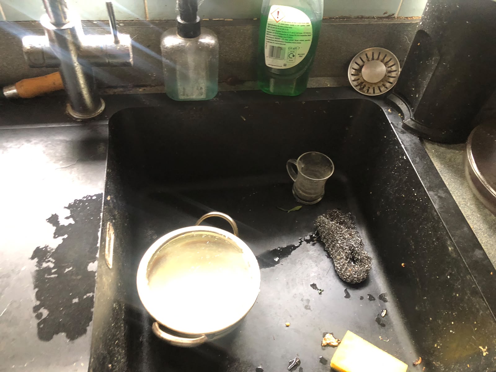Kitchen sink deep clean — before cleaning